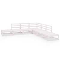 Set Divani da Giardino 7 pz Bianco in Legno Massello di Pino 3075505