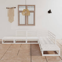 Set Divani da Giardino 7 pz Bianco in Legno Massello di Pino 3075505