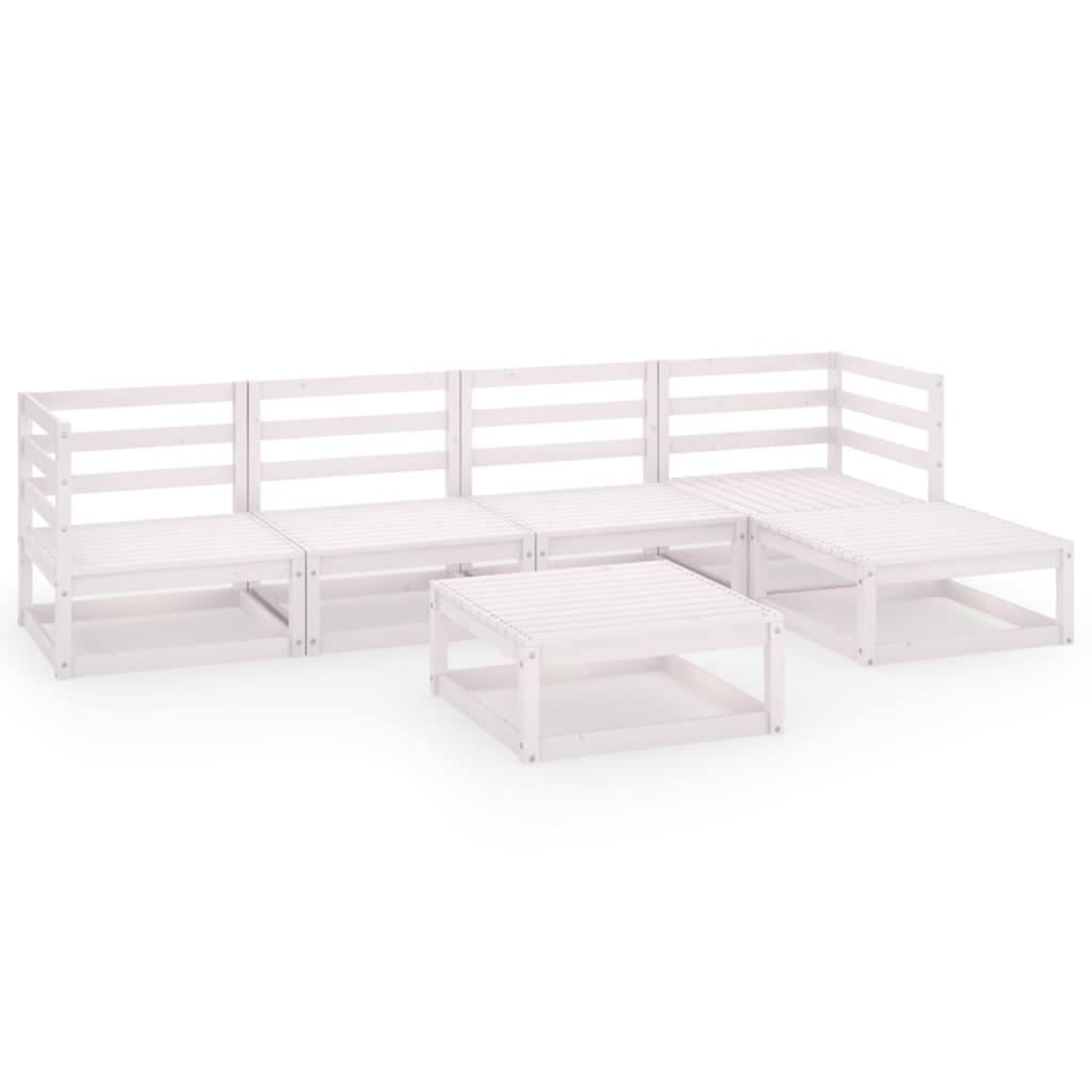 Set Divani da Giardino 6 pz Bianco in Legno Massello di Pino 3075540