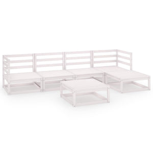 Set Divani da Giardino 6 pz Bianco in Legno Massello di Pino 3075540