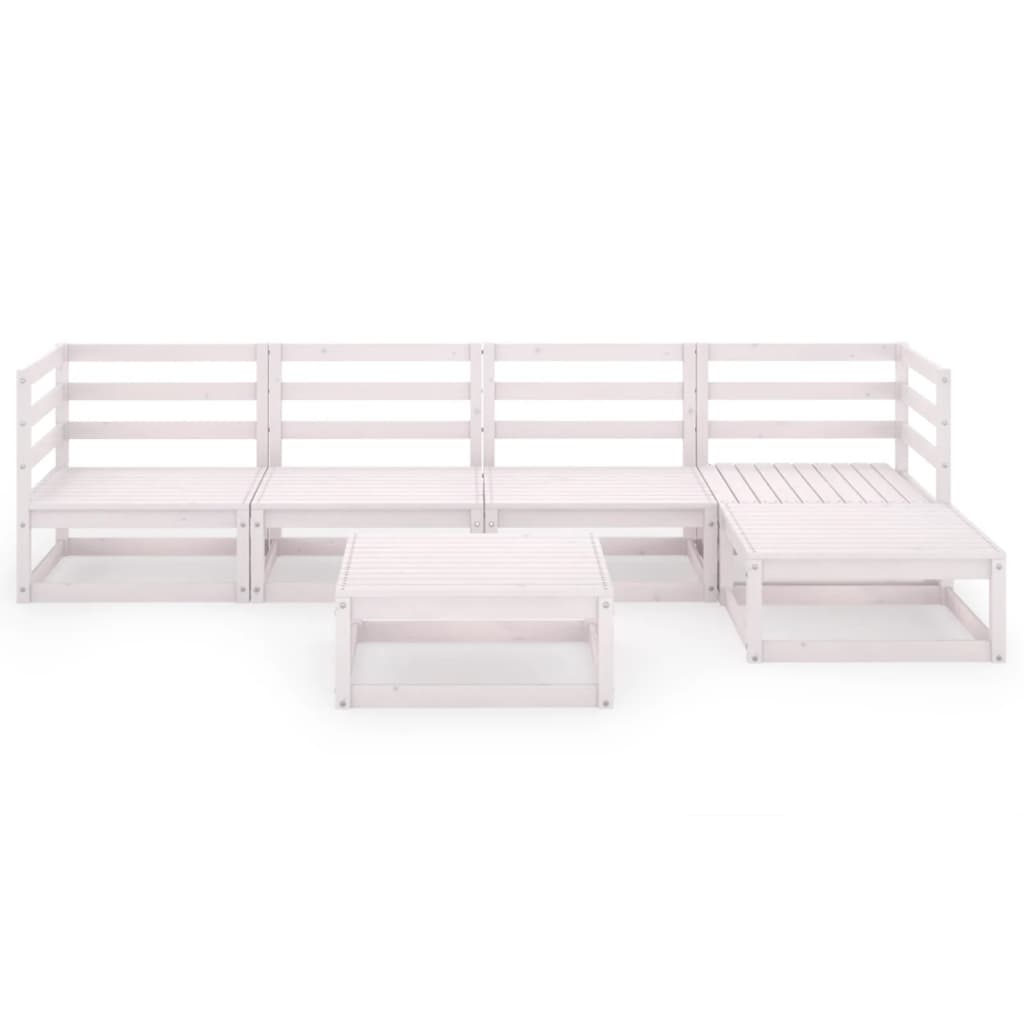 Set Divani da Giardino 6 pz Bianco in Legno Massello di Pino 3075540