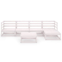 Set Divani da Giardino 6 pz Bianco in Legno Massello di Pino 3075540