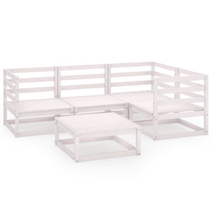 Set Divani da Giardino 5 pz Bianco in Legno Massello di Pino 3075550