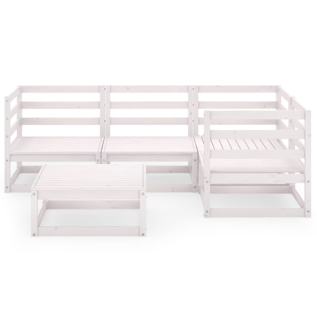 Set Divani da Giardino 5 pz Bianco in Legno Massello di Pino 3075550