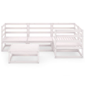 Set Divani da Giardino 5 pz Bianco in Legno Massello di Pino 3075550