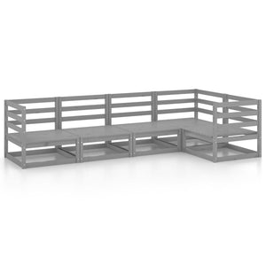 Set Divani da Giardino 5 pz Grigio in Legno Massello di Pino 3075556