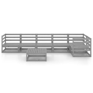 Set Divani da Giardino 7 pz Grigio in Legno Massello di Pino 3075571
