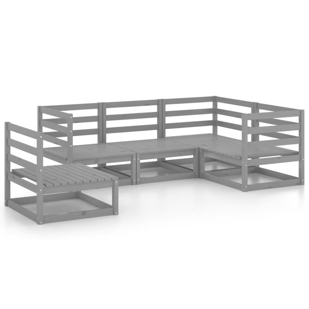 Set Divani da Giardino 5 pz Grigio in Legno Massello di Pino 3075576