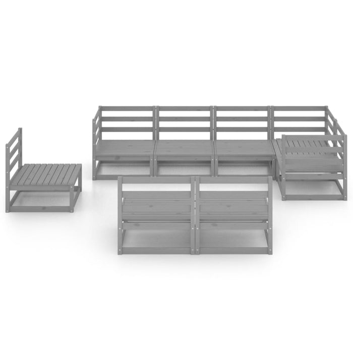 Set Divani da Giardino 8 pz Grigio in Legno Massello di Pino 3075626