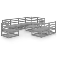 Set Divani da Giardino 9 pz Grigio in Legno Massello di Pino 3075631