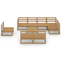 Set Divani da Giardino 9 pz Marrone Ambra Legno Massello Pino 3075632