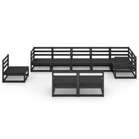 Set Divani da Giardino 9 pz Nero in Legno Massello di Pino 3075638