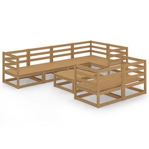 Set Divani da Giardino 8 pz Marrone Ambra in Massello di Pino 3075652