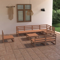 Set Salotto da Giardino 9pz Marrone Ambra Legno Massello Pino 3075672