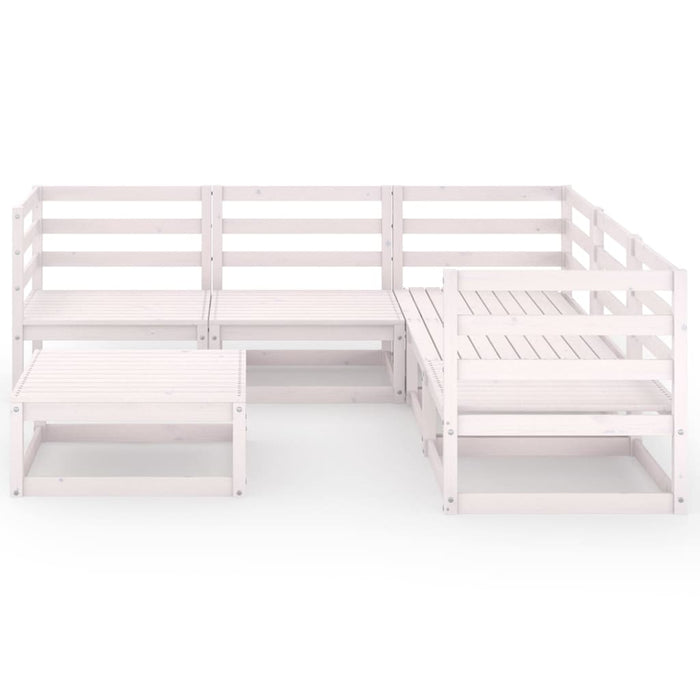 Set Divani da Giardino 6 pz Bianchi in Legno Massello di Pino 3075730