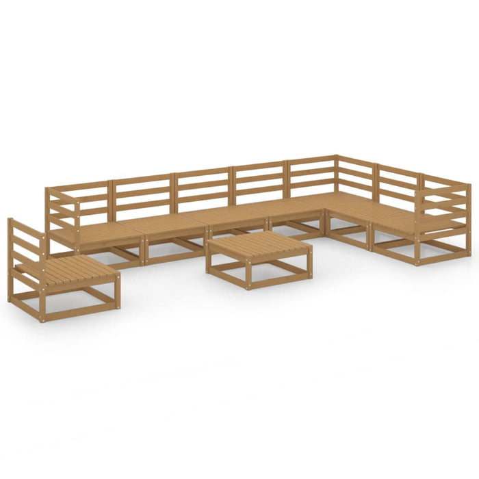Set Divani da Giardino 9 pz Marrone Ambra Legno Massello Pino 3075782