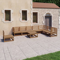 Set Divani da Giardino 9 pz Marrone Ambra Legno Massello Pino 3075782