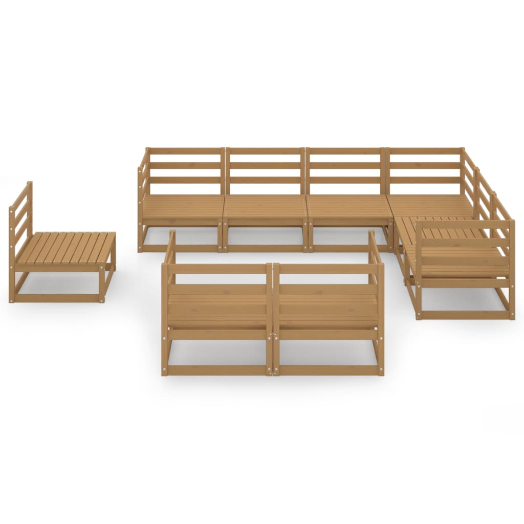 Set Salotto da Giardino 9pz Marrone Ambra Legno Massello Pino 3075807