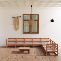 Set Divani da Giardino 9 pz Marrone Ambra Legno Massello Pino 3075842