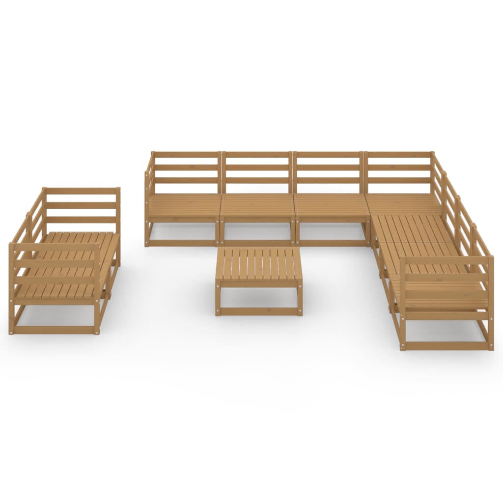 Set Divani da Giardino 10 pz Marrone Miele in Massello di Pino cod mxl 37677
