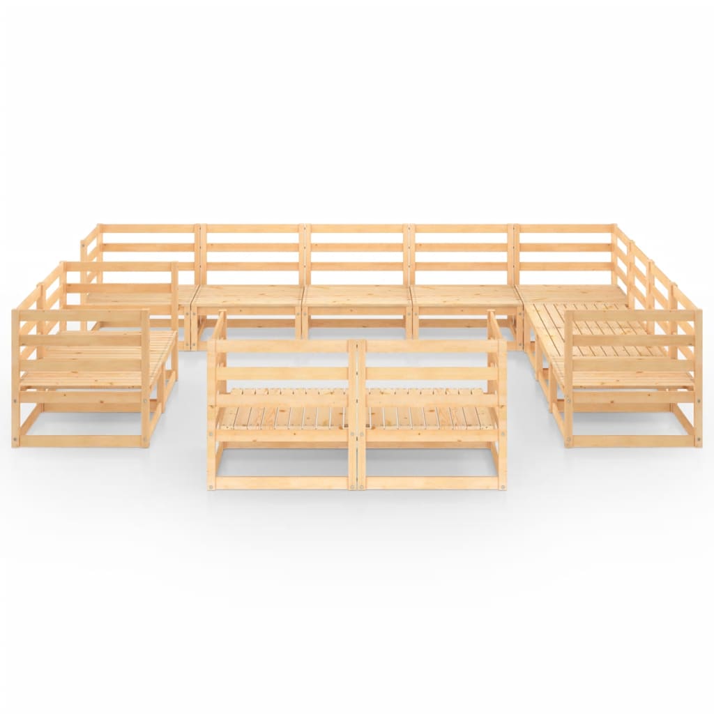 Set Divani da Giardino 12 pz in Legno Massello di Pino 3075954