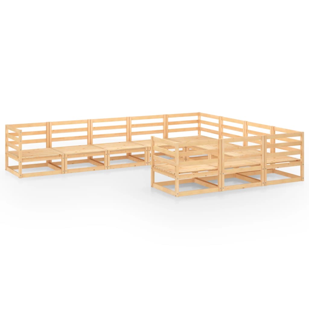 Set Divani da Giardino 10 pz in Legno Massello di Pino cod mxl 37143