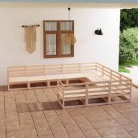Set Divani da Giardino 10 pz in Legno Massello di Pino cod mxl 37143
