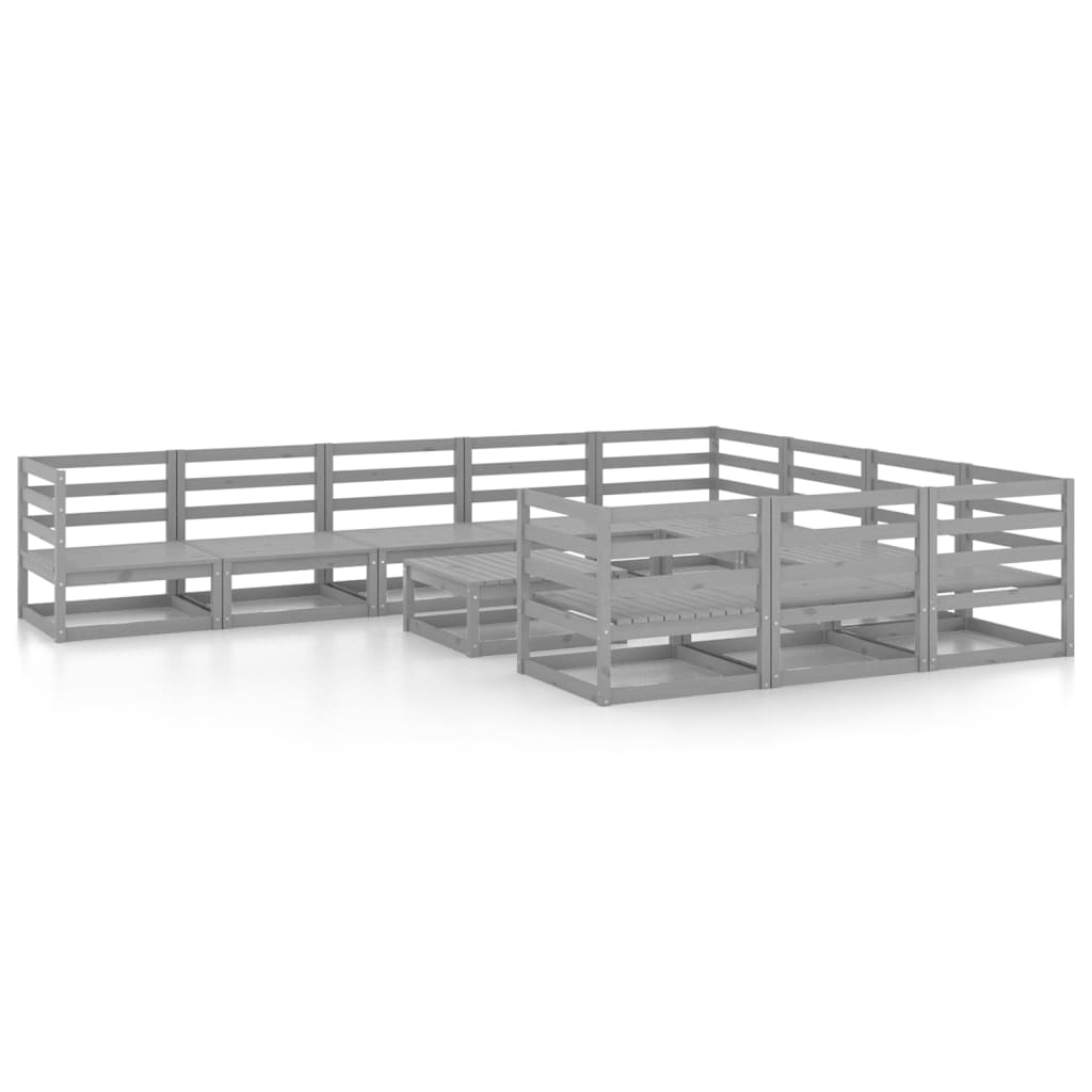 Set Divani da Giardino 11 pz in Legno Massello di Pino cod mxl 37149