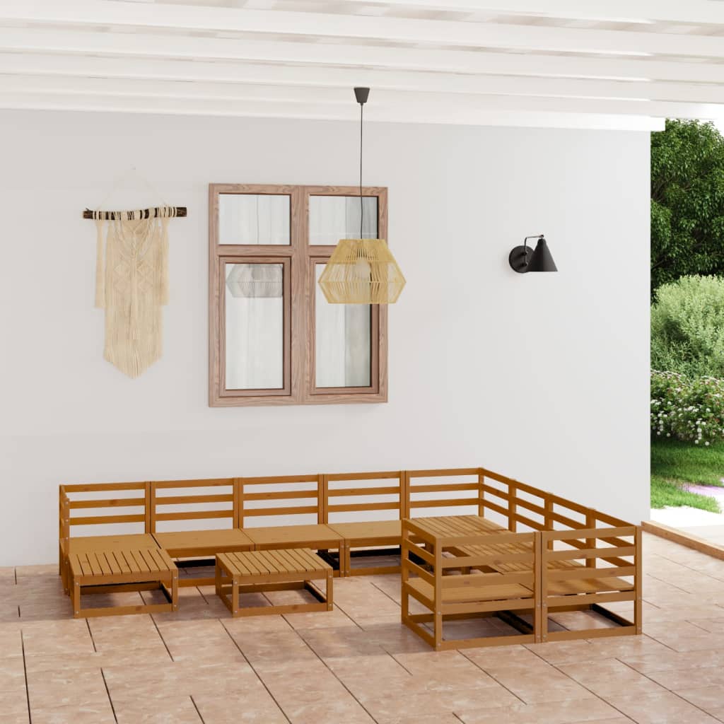 Set Divani da Giardino 11 pz in Legno Massello di Pino  cod mxl 37184