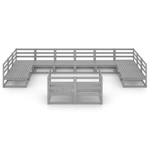 Set Divani da Giardino 12 pz in Legno Massello di Pino cod mxl 37344