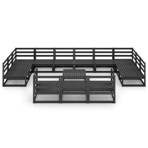 Set Divani da Giardino 14 pz in Legno Massello di Pino cod mxl 37348