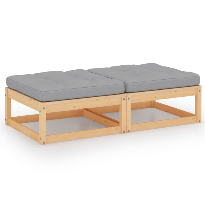 Poggiapiedi da Giardino con Cuscini 2pz Legno Massello di Pinocod mxl 120743