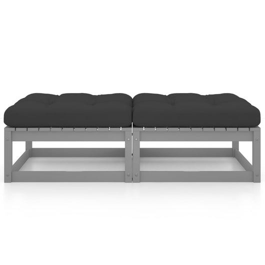 Poggiapiedi da Giardino con Cuscini 2 pz Massello di Pino 3076281