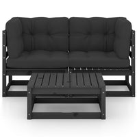 Set Divani da Giardino 3 pz con Cuscini Legno Massello di Pino 3076303
