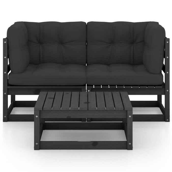 Set Divani da Giardino 3 pz con Cuscini Legno Massello di Pino 3076303