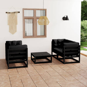 Set Divani da Giardino 5 pz con Cuscini Legno Massello di Pino cod mxl 43727