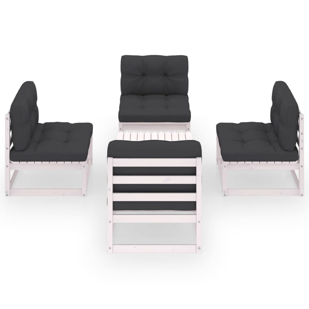 Set Divani da Giardino 5 pz con Cuscini Legno Massello di Pino cod mxl 51917