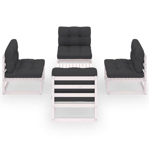 Set Divani da Giardino 5 pz con Cuscini Legno Massello di Pino cod mxl 51917