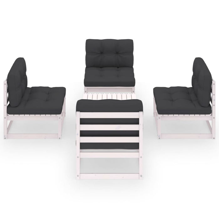 Set Divani da Giardino 5 pz con Cuscini Legno Massello di Pino cod mxl 51917