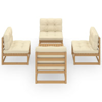 Set Divani da Giardino 5 pz con Cuscini Legno Massello di Pino 3076317