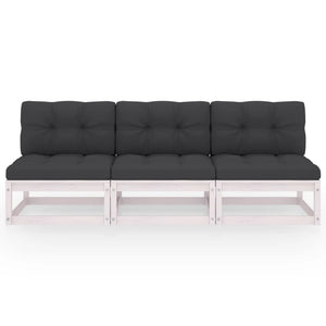 Divano a 3 Posti con Cuscini Legno Massello di Pino 3076350