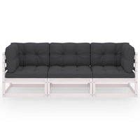 Divano da Giardino a 3 Posti con Cuscini Legno Massello di Pino 3076370