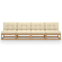 Divano da Giardino a 4 Posti con Cuscini Legno Massello di Pino 3076392