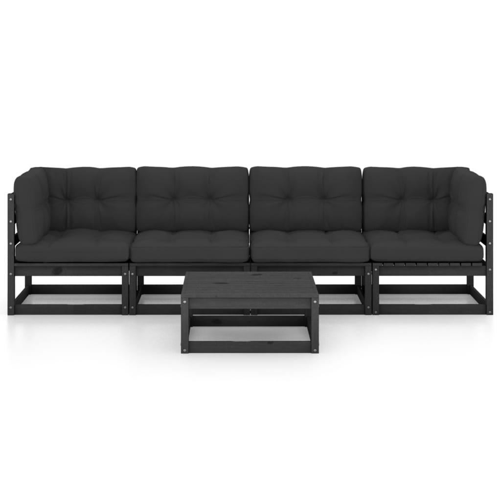 Set Divani da Giardino 5 pz con Cuscini Legno Massello di Pino 3076418