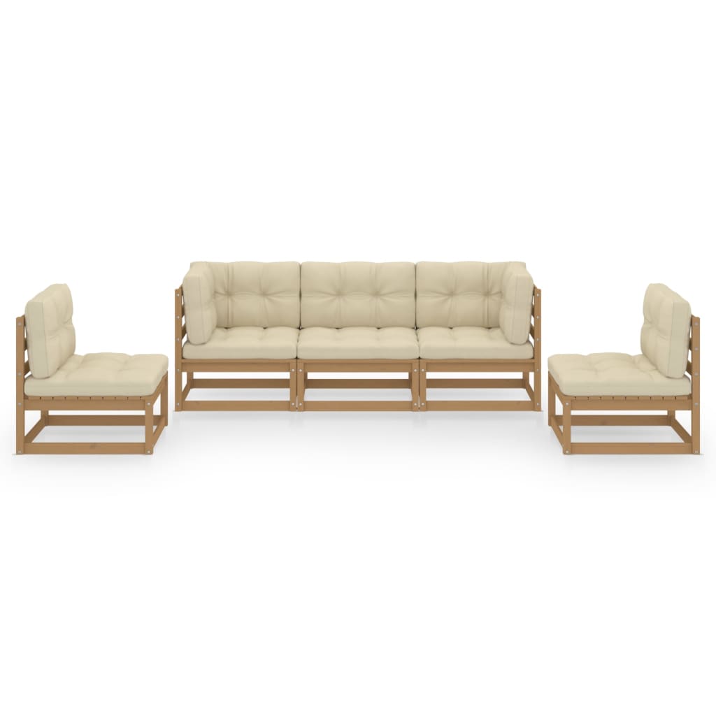 Set Divani da Giardino 5 pz con Cuscini Legno Massello di Pino cod mxl 43561