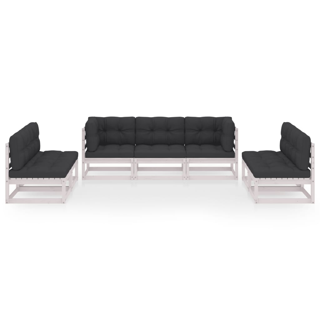 Set Divani da Giardino 7 pz con Cuscini Legno Massello di Pino 3076470