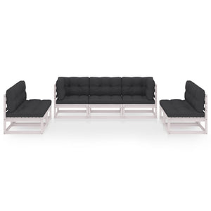 Set Divani da Giardino 7 pz con Cuscini Legno Massello di Pino 3076470