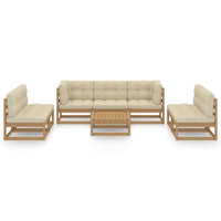 Set Divani da Giardino 8 pz con Cuscini Legno Massello di Pino 3076477