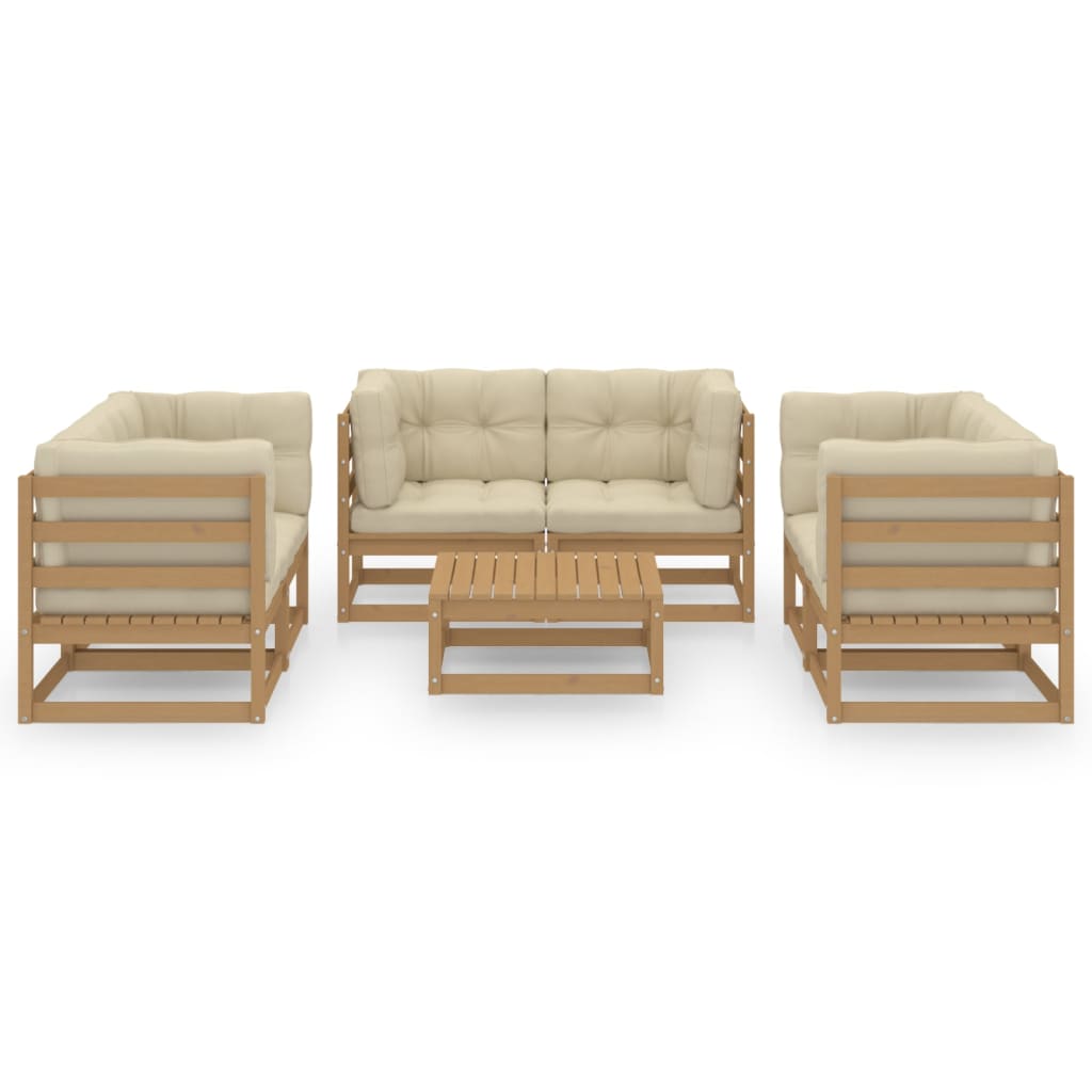 Set Divani da Giardino 7 pz con Cuscini Legno Massello di Pino 3076497
