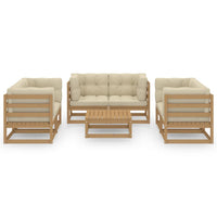 Set Divani da Giardino 7 pz con Cuscini Legno Massello di Pino 3076497